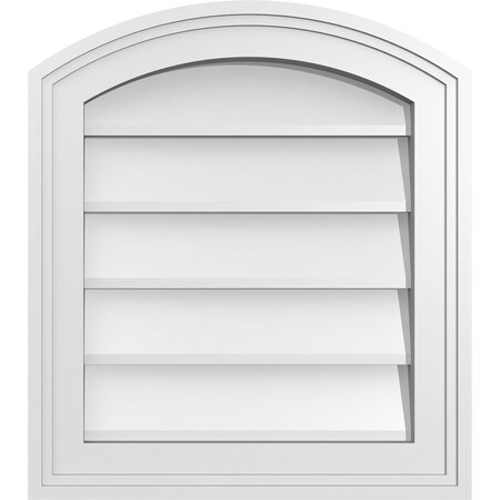 Ekena Millwork Arch Top Surface Mount PVC Gable Vent: Functional, w/ 2"W x 1-1/2"P Brickmould Frame, 16"W x 18"H GVPAR16X1802SF